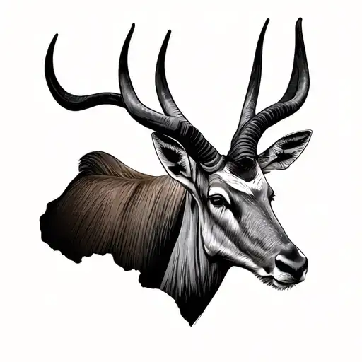 eland inside the outline of zimbabwe borderlines tattoo design idea