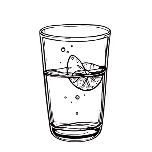 a glass half full of water tattoo design idea