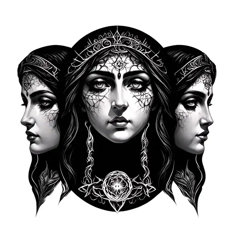 triple goddess tattoo hekate three faces tattoo design idea