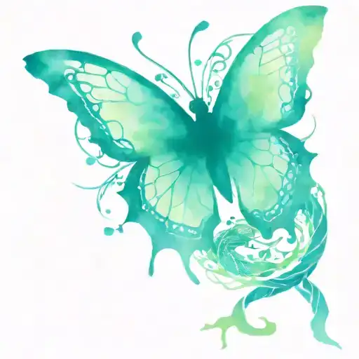 butterfly and snakes tattoo design idea