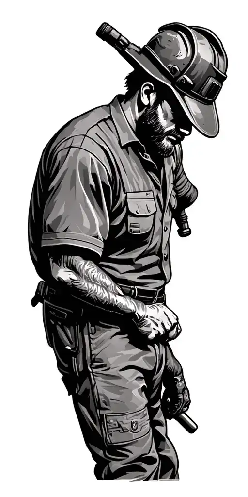 carpenter building tattoo design idea