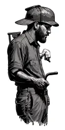 carpenter building tattoo design idea