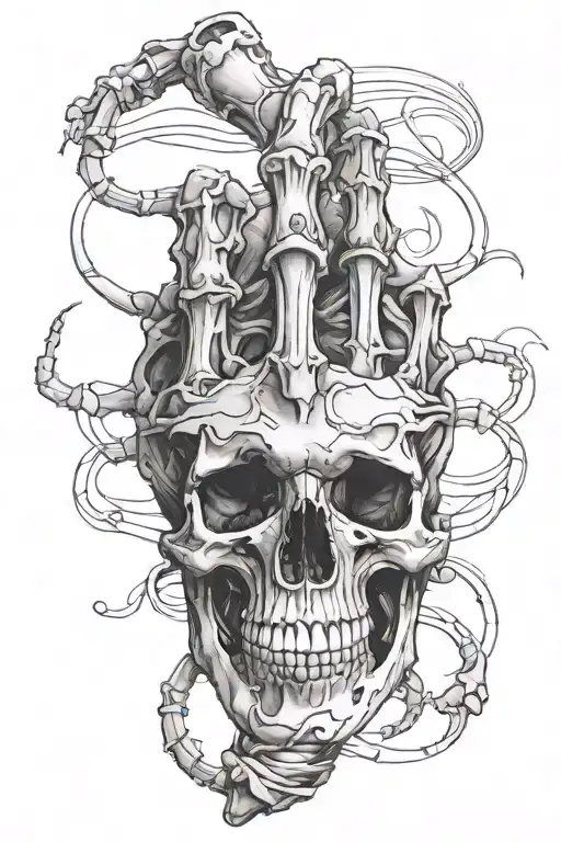 middle finger bones wrapped tattoo design idea