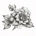 words "ever shifting, continual blossoming" with a flower  tattoo design idea