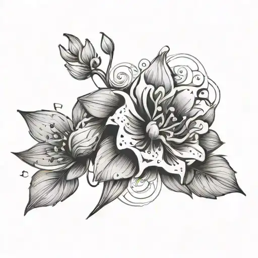 words "ever shifting, continual blossoming" with a flower  tattoo design idea