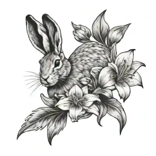 Corsican hare italian lily tattoo design idea