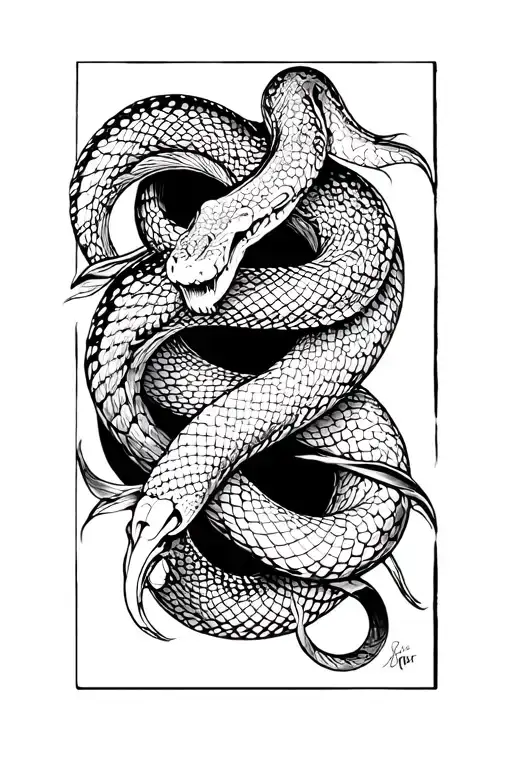 two headed snake wrapped tattoo design idea