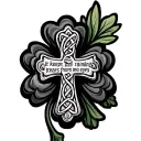 Celtic cross with inlaid shamrock with the words mum it keeps raining and raining tears from my eyes on the shamrock  tattoo design idea
