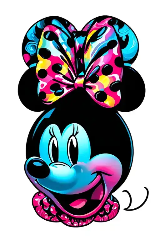 minnie head tattoo design idea