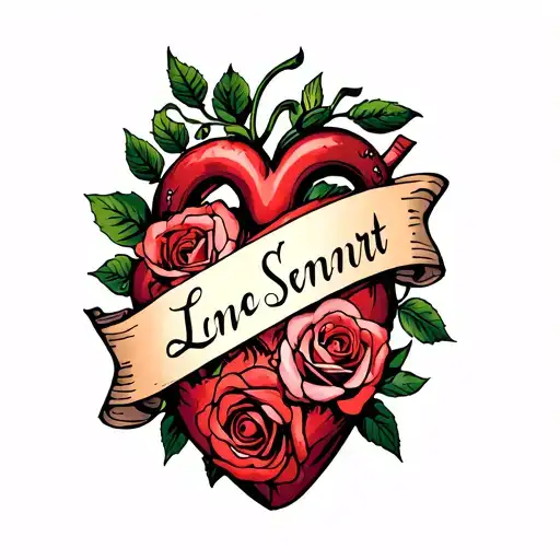 old school, heart, Roses, Name Lennert tattoo design idea