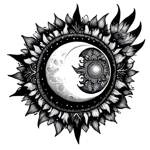 sun and moon mandala design tattoo design idea