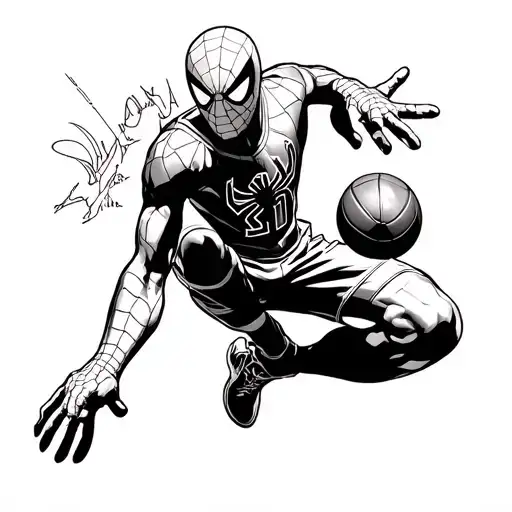 Spider-man doing Michael Jordan jumpman tattoo design idea