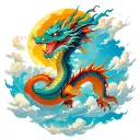 sun wukom, dragon flying y nubes japonesas  tattoo design idea