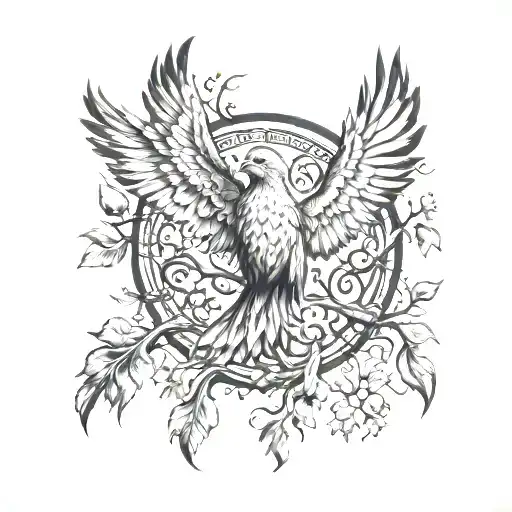 Phoenix Bird Inside A Tree Of Life tattoo design idea