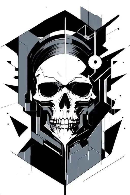 cyberware symetrical and geometrical tattoo design idea