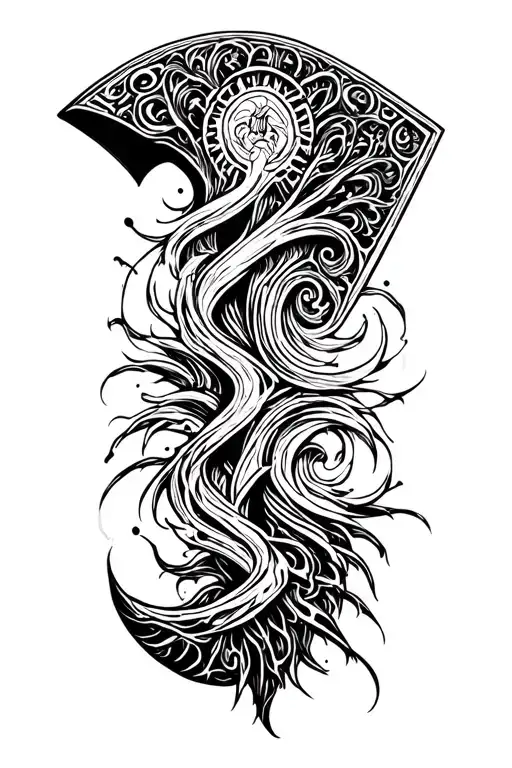528 Hz, 963 Hz and axe head  tattoo design idea