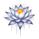 deep space themed objects and orbiting stars with trajectories around the lotus. dark colors, lexploding star in center  tattoo design idea