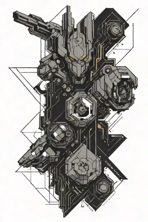 cyberpunk 2077 geometrical  line art tattoo design idea