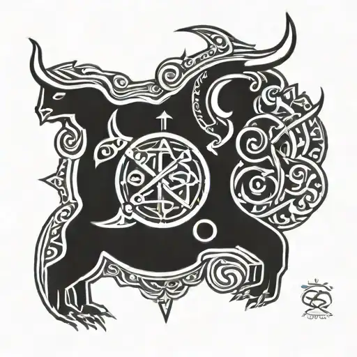 viking, viking runes, gothic script, fractals Fibonacci sequence tattoo design idea