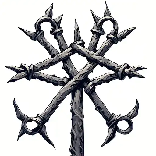 Tattoo Design: A Survivor’s Story"Centerpiece•	Three Nails Forming a Cross: In the center, three rugged, iron nails ar tattoo design idea