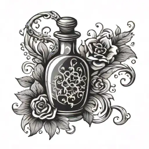 pretty decorated potion bottle tattoo design idea