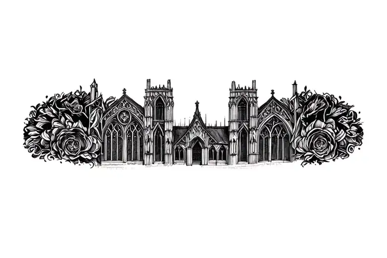 coverup tattoo of gothic cathedral tattoo design idea