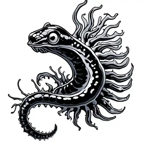 Winkle riding a nudibranch gracefully swimming tattoo design idea