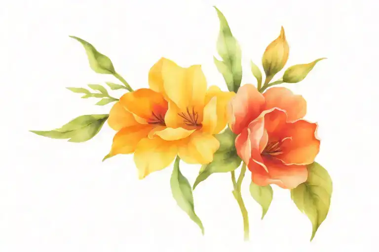 Aubrey and Gunner with birth flowers of March and November  tattoo design idea