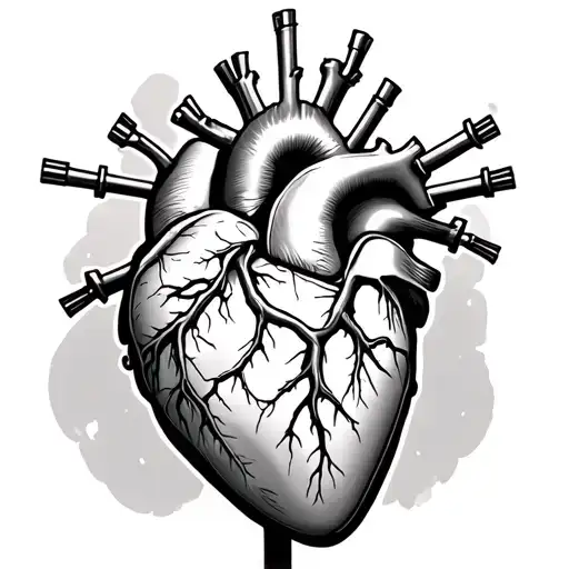 anatomical heart battery  tattoo design idea