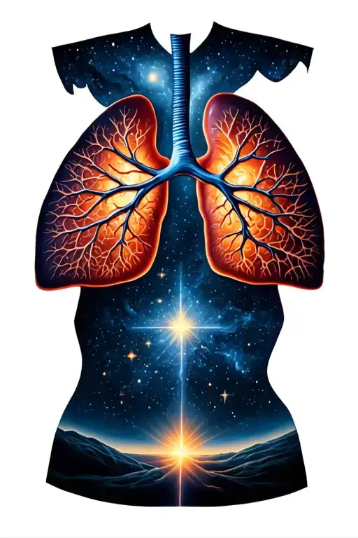 lungs and star filled sky tattoo design idea