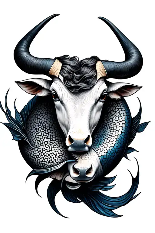 taurus and pisces zodiac sign tattoo design idea