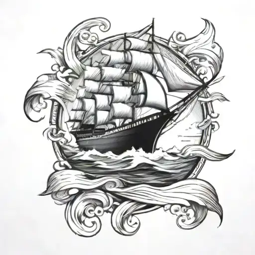 Cruise ship sailing tattoo design idea