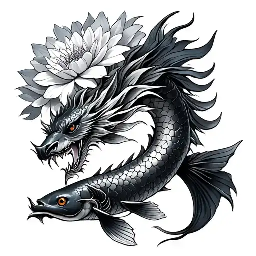 They are an evil demon, Koi carps, chrysanthemum. dragon tattoo design idea