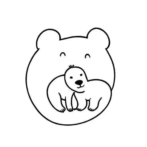 mama bear and baby tattoo design idea