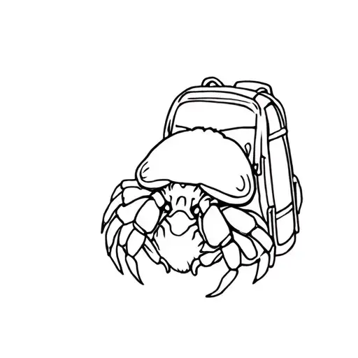 A hermit crab wearing a bagpack tattoo design idea