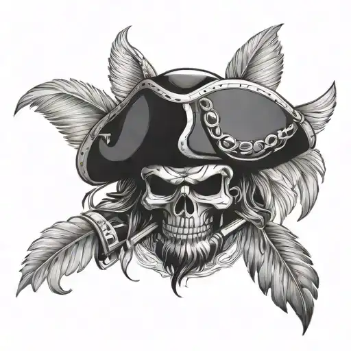 pirate, rum, straw hat, wings tattoo design idea