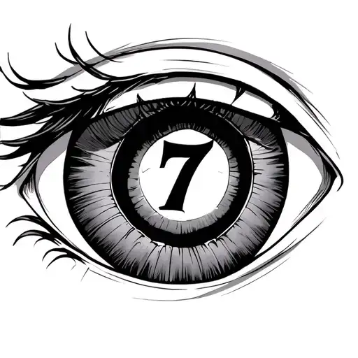 make me an tattoo with an eye and inside the black pupil is a number 7 so the eyebrow is connected to itachi mangekyo  tattoo design idea