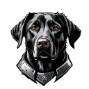 a mix of labrador and weimaraner dog with armor tattoo design idea