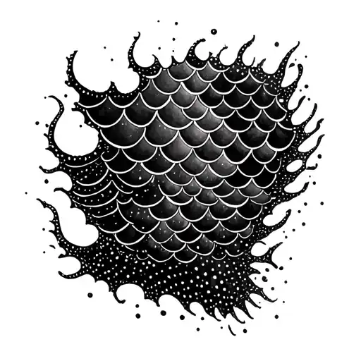 ripped skin mermaid scales tattoo design idea