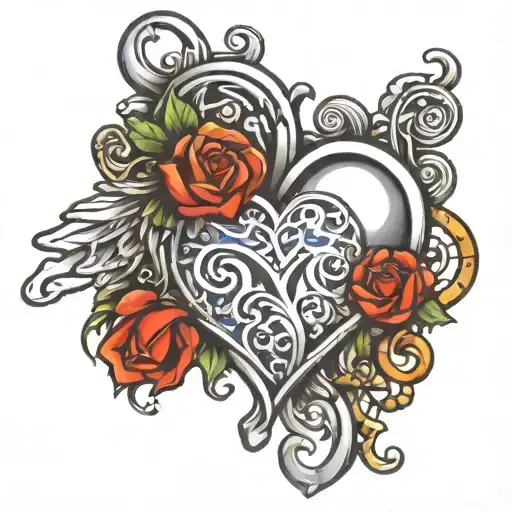 chrome cybersigilisim tramp stamp heart tattoo design idea