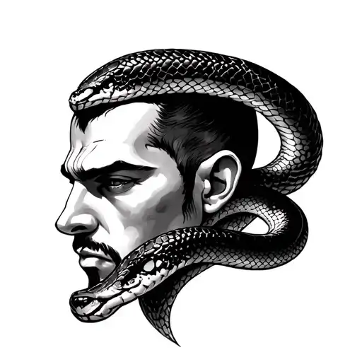 Narsing dev face with snake  tattoo design idea