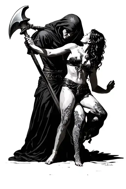 The executioner executes a woman tattoo design idea