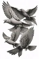 doves & crows flying tattoo design idea