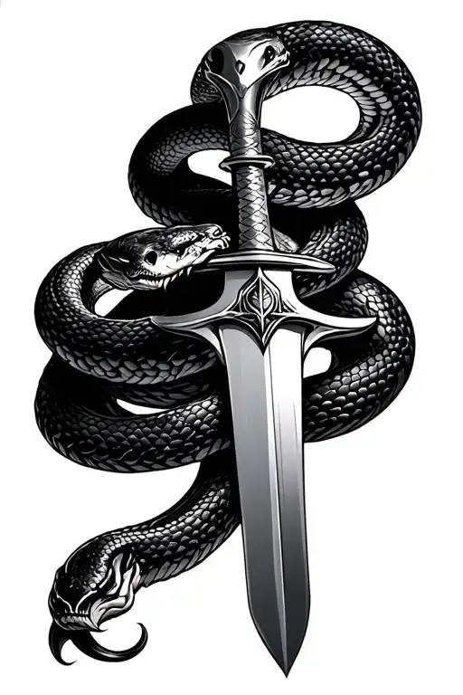 A snake wrapped around a claymore sword  tattoo design idea
