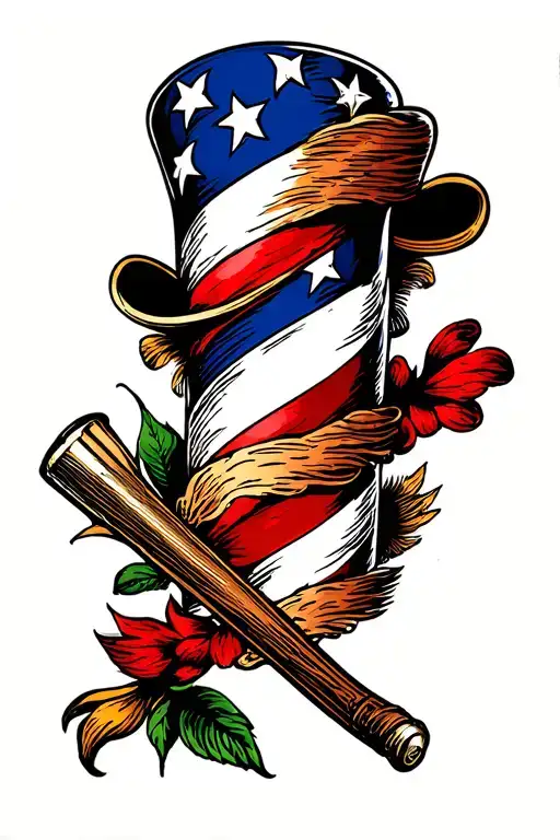 barber pole tattoo design idea