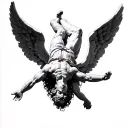 st. Michael angel falling upside down from the sky with  tattoo design idea