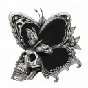 skeleton hand with and butterfly's wings vivid tattoo design idea