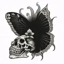skeleton hand with and butterfly's wings vivid tattoo design idea
