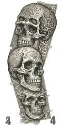 calaveras  money cards hazard black whit tattoo design idea
