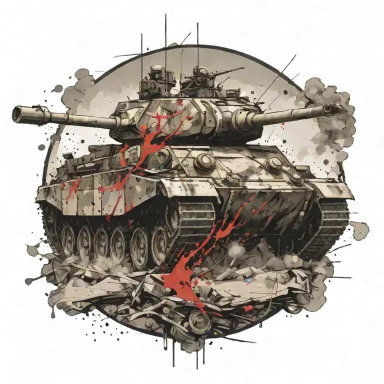 us army tank in desert with dragons tattoo design idea